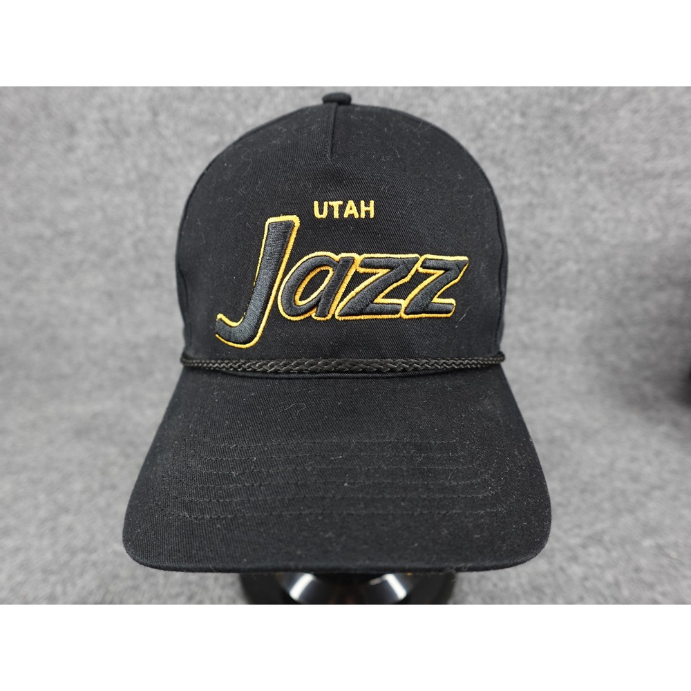 '47 Brand Utah Jazz Snapback Hat Unisex OSFA Black Rope Detail NBA Cap
